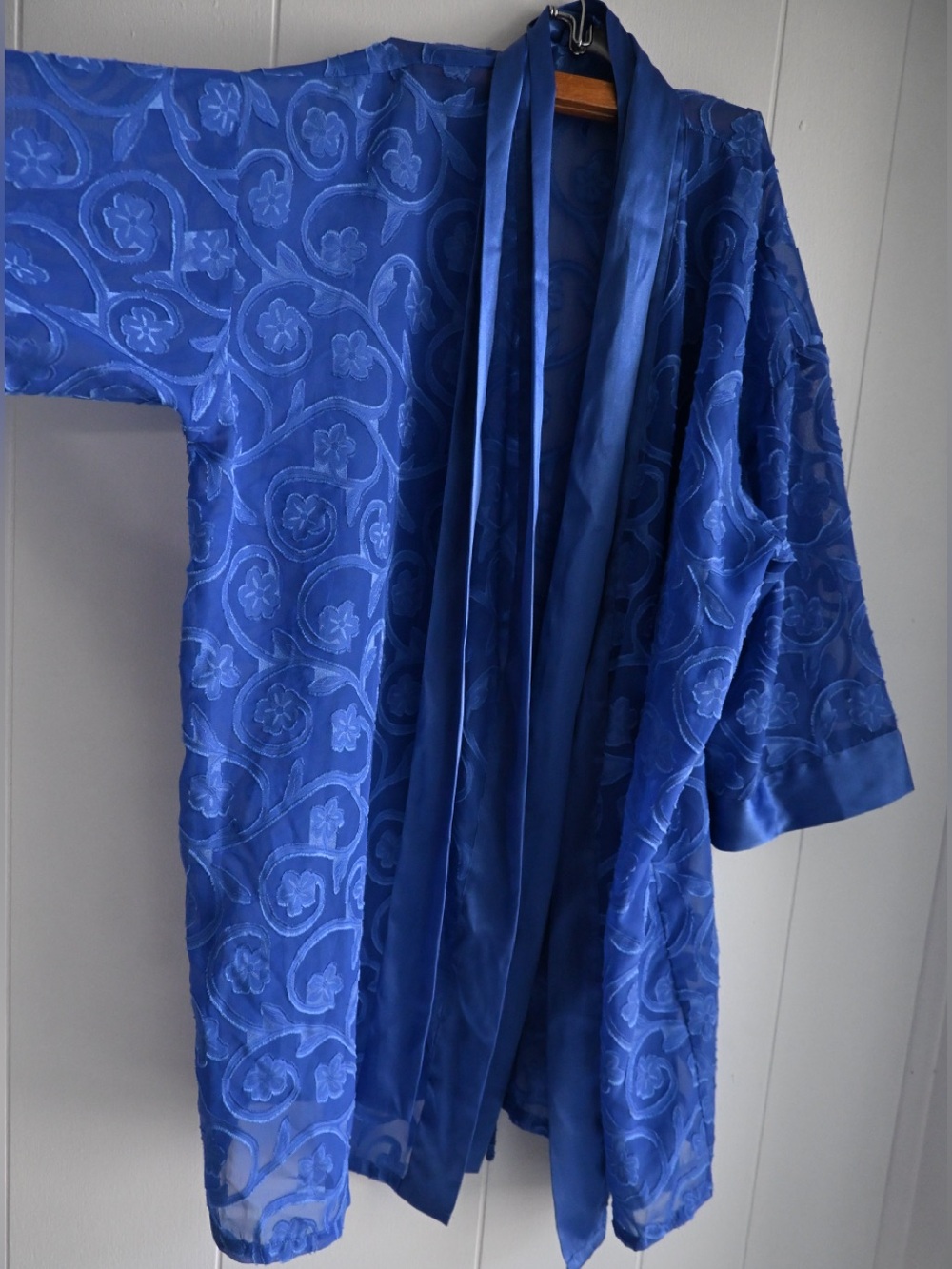 Frederick’s of Hollywood blue sheer robe
